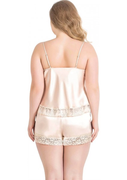 - Büyük Beden Fildişi Saten Babydoll Şort Takımı fiyatları