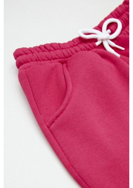 Gül ve Yazı Baskılı Beli Lastikli Kız Çocuk Eşofman Altı modelleri