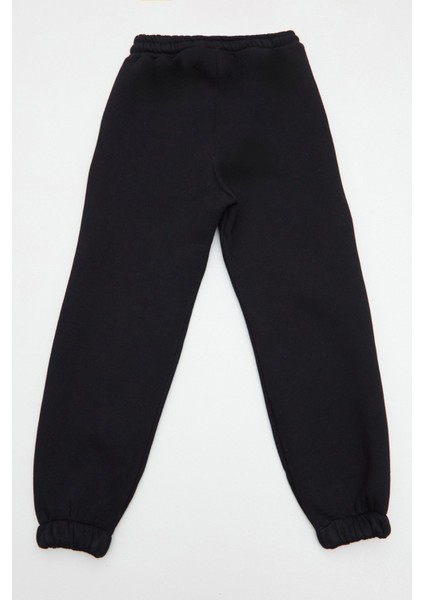 Gül ve Yazı Baskılı Beli Lastikli Kız Çocuk Eşofman Altı fırsatları