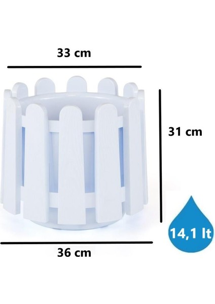 SO-İS04 Istanbul Dekoratif Yuvarlak Saksı 14,1 Lt Kirli Beyaz 6 Adet fiyatları