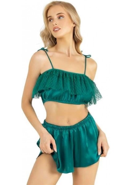 - Zümrüt Saten Şort Takımı 9206