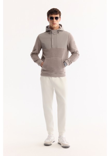 Erkek Gri Kapüşonlu Soft Touch Polar Regular Fit Sweatshirt A52Y1268