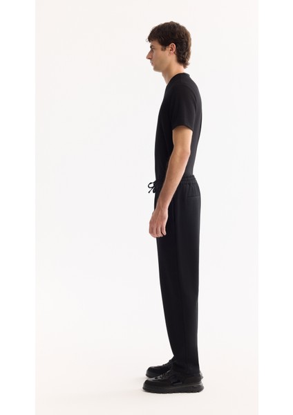 Erkek Siyah Beli Lastikli Bağcıklı Relaxed Fit Jogger Pantolon A52Y3041 modelleri
