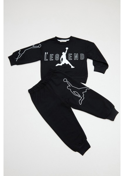 Yazı ve Basketbolcu Baskılı Erkek Çocuk 2 Li Takım