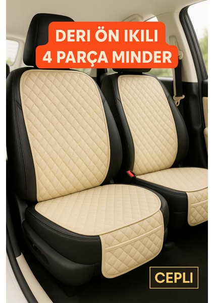 Kia Sorento 2015 ve Sonrası Uyumlu Suni Deri Oto Koltuk Minderi Silinebilir Leke Tutmaz Kapitone 2'li Bej