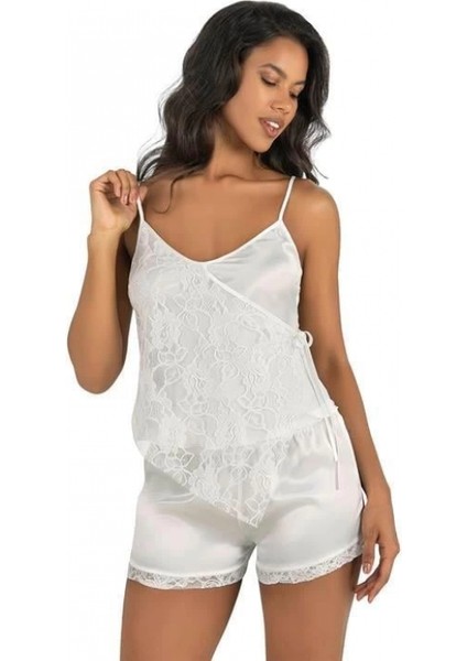 - Ekru Saten Şort Takımı 9204