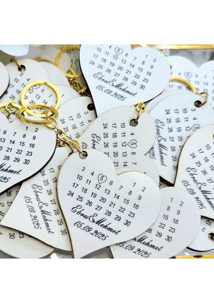 30 Adet Kese Içinde Ahşap Kalp Anahtarlık Nikah Şekeri modelleri