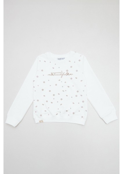 Beautiful Yazı Baskılı Kız Çocuk Sweatshirt