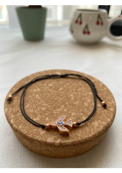 Siyah Renk Zirkon Taş Detaylı Çelik Xupıng VİP İp Bileklik