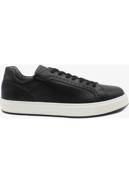 Erkek Siyah Hakiki Deri Sneaker Ayakkabı 4Y1UA64552L
