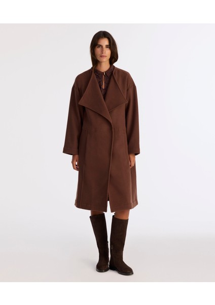 Geniş Şal Yaka Uzun Kol Palto
