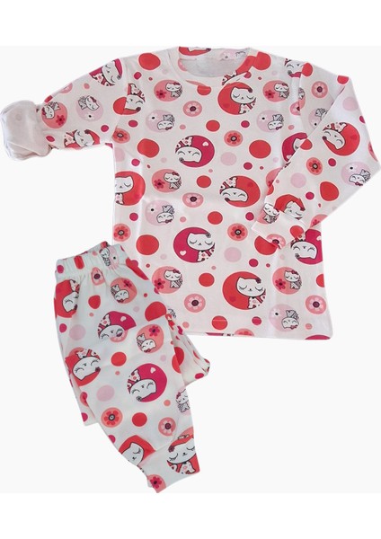 Sevimli Kedicik Desenli Kız Çocuk Pijama Takımı - Pamuklu Interlok Kumaş fiyatları