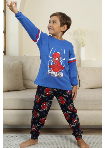 Spiderman Desenli Erkek Çocuk Pijama Takımı Mavi fiyatları