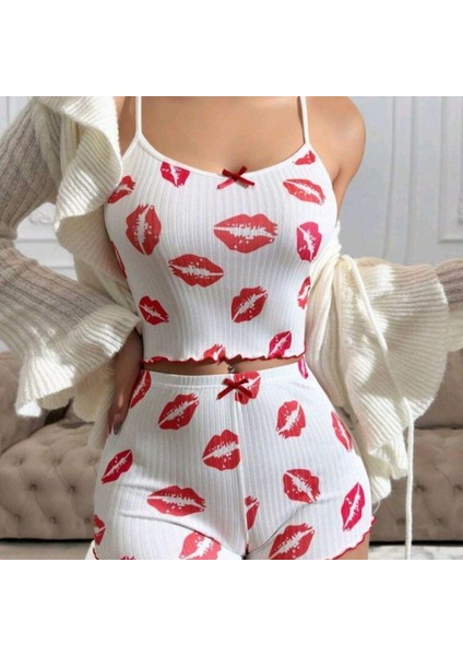 Mdb Mdbshop Kiss Öpücük Beyaz Şortlu Takım