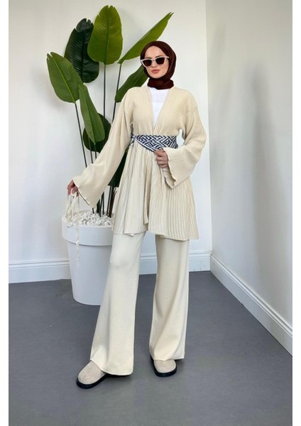 Tera Pliseli Hırka Takım Krem fiyatları