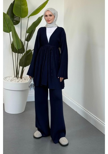 Tera Pliseli Hırka Takım Lacivert modelleri
