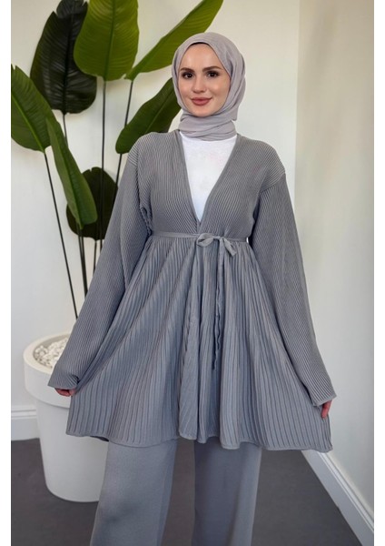 Tera Pliseli Hırka Takım Gri fırsatları