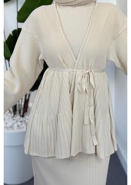 Miren Jileli Hırka Takım Krem fırsatları