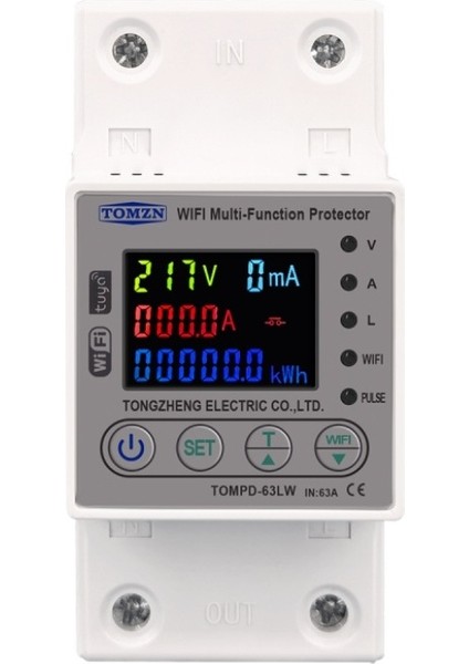 Tomzn Wifi Kaçak Akım Koruma Rölesi 63A Akım ve Yüksek Voltaj Koruyucu Röle Devre Kesici