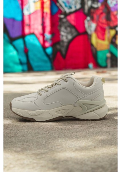 Maybe Bej Kadın Deri Sneaker – Bağcıklı, Dayanıklı Tabanlı ve Rahat Günlük Spor Ayakkabı fırsatları
