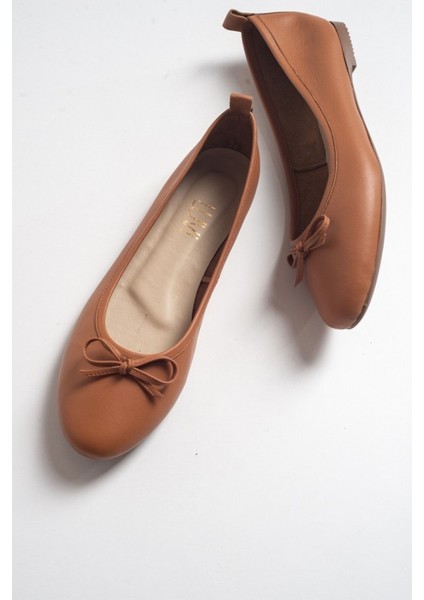 Taba Deri Kadın Babet – Rahat Tabanlı, Günlük ve Şık Tasarım, Konforlu Ayakkabı Modeli