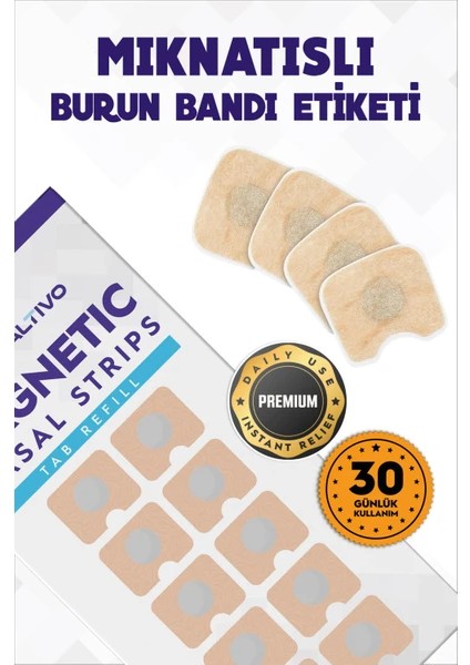 30 Çift (60 Adet) Manyetik Burun Bandı Yedek Bant - Refill Paket, Aparatsız