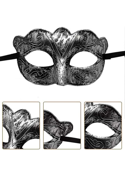 Maskeli Balo Antik Gri Gümüş Eskitilmiş Maske Balo Venedik fiyatları