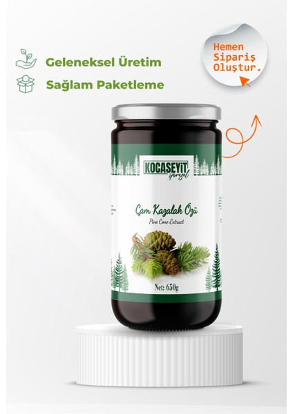 Kocaseyit Çam Kozalak Özü 650 g – Türkiye Üretimi, Doğal Vitamin-Mineral Kaynağı ve Eşsiz Aromasıyla Sağlıklı Tat