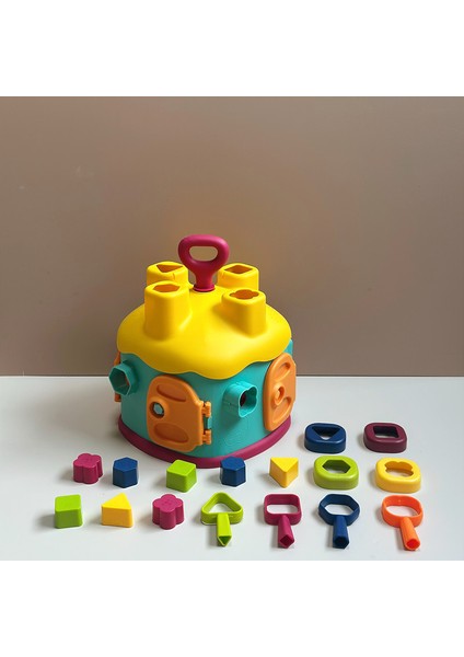 Renkli Ahşap Ev Bulmaca Geometrik Şekiller (Yurt Dışından)