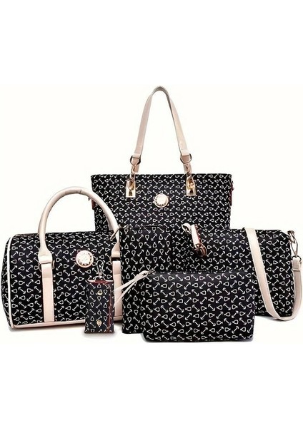 6'lı Büyük Kapasiteli Şık Baskılı Çanta Seti (Yurt Dışından)