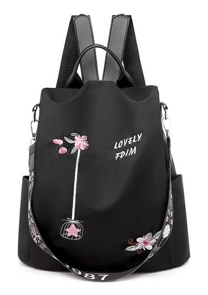 Çiçek Nakış Sırt Çantası Edebi ve Ulusal Stil Kadın Oxford Sırt Çantası Büyük Kapasiteli Internet Ünlü Kadın Çantası (Yurt Dışından)