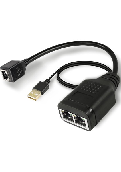 4711 1x2 Port RJ45 USB Güç Destekli Ethernet Switch Splitter Çevirici Çoklayıcı