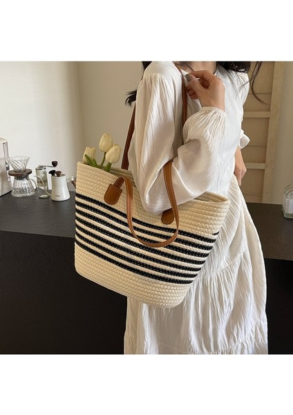 Hasır Büyük Kapasiteli Plaj Tatil Tote Omuz Çantası (Yurt Dışından) modelleri