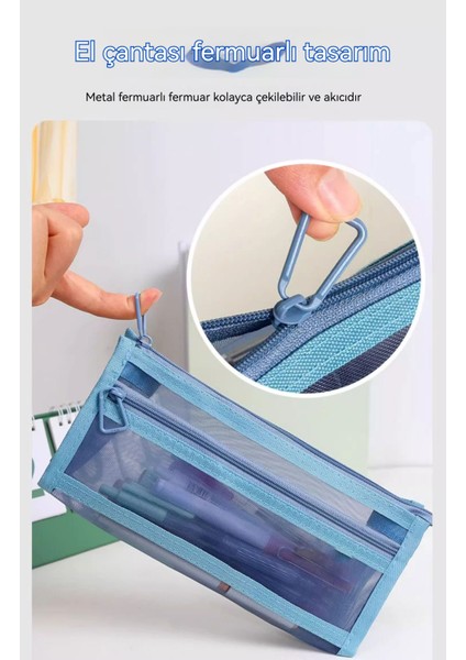 Çift Katmanlı Üç Boyutlu Şeffaf Örgü Kalem Çantası (Yurt Dışından) fiyatları