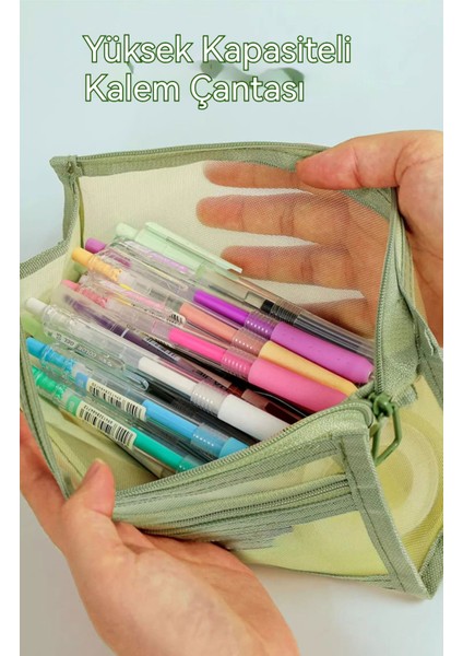 Çift Katmanlı Üç Boyutlu Şeffaf Örgü Kalem Çantası (Yurt Dışından) fırsatları