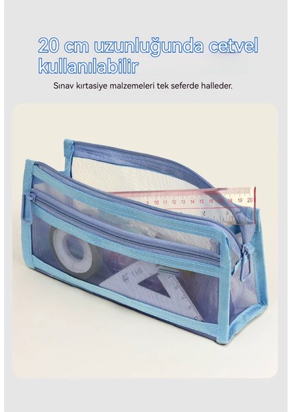 Çift Katmanlı Üç Boyutlu Şeffaf Örgü Kalem Çantası (Yurt Dışından) modelleri