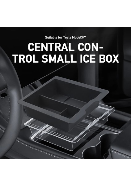 ALZH005 2 Adet / Takım Model Y / 3 Araç Orta Konsol Saklama Kutusu-Siyah / Ön / Bölmeli (Yurt Dışından) modelleri