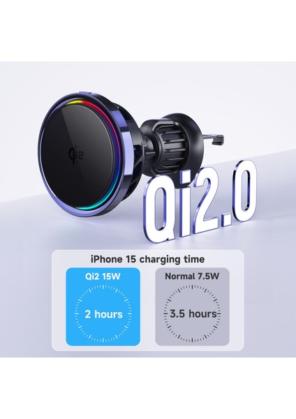 S23 Yarı Iletken Soğutma Qi2 15W Araç Hava Çıkışlı Telefon Manyetik Kablosuz Şarj Cihazı, Temperli Cam Panel (Yurt Dışından) modelleri