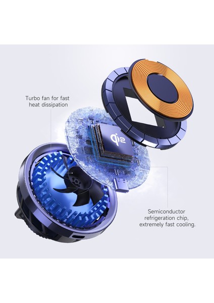 S23 Yarı Iletken Soğutma Qi2 15W Araç Hava Çıkışlı Telefon Manyetik Kablosuz Şarj Cihazı, Temperli Cam Panel (Yurt Dışından) fırsatları