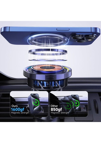 S23 Yarı Iletken Soğutma Qi2 15W Araç Hava Çıkışlı Telefon Manyetik Kablosuz Şarj Cihazı, Temperli Cam Panel (Yurt Dışından) indirimleri