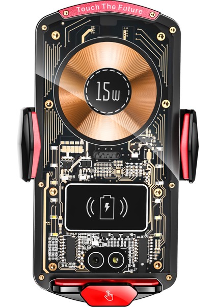 A06 Şeffaf Araç Havalandırma Menfezi Telefon Tutucu Kablosuz Şarj Cihazı Abs+Alaşımlı Telefon Şarj Braketi-Kırmızı+Siyah (Yurt Dışından) indirimleri