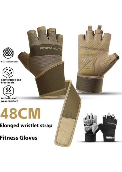 Vılıco A0146 Fitness Yarım Parmak Eldiven Genişletilmiş Bilek Kayışı Kaymaz Ağırlık Kaldırma Dambıl Antrenman Eldiveni-Siyah/l (Yurt Dışından) fiyatları