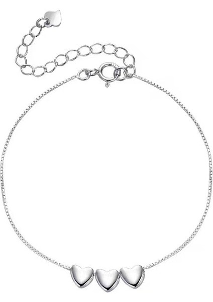 KUOFENG00105 Sade, Tatlı Kişilikli, Çift Kalpli Gümüş Kadın Bileziği (Yurt Dışından)