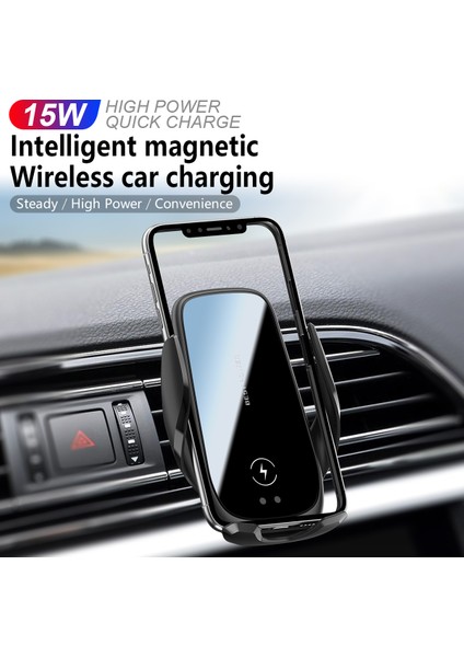 M11 15W Araç Cep Telefonu Kablosuz Şarj Cihazı 360 Derece Dönebilen Araç Montajı Gösterge Paneli/hava Menfezi Telefon Tutucu Şarj Cihazı iPhone 12/8/x/xs/samsung S9/s9+/s8 Için (Yurt Dışından) fırsatları