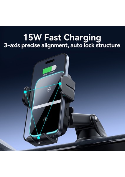 JOYROOM JR-ZS246S 15W Çift li Kablosuz Araç Şarj Cihazı LED Işıklı Telefon Tutucu (Yurt Dışından) indirimleri