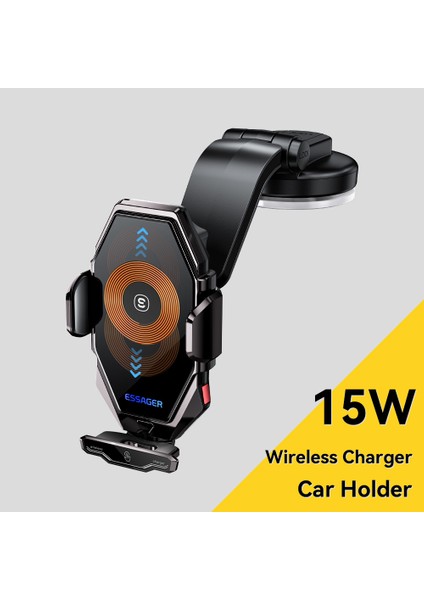 Essager 15W Kablosuz Şarjlı Araç Tutucu 360 Derece Dönebilen Gösterge Paneli Araç Şarj Cihazı Telefon Tutucu Otomatik Kilitleme Desteği (Yurt Dışından) indirimleri