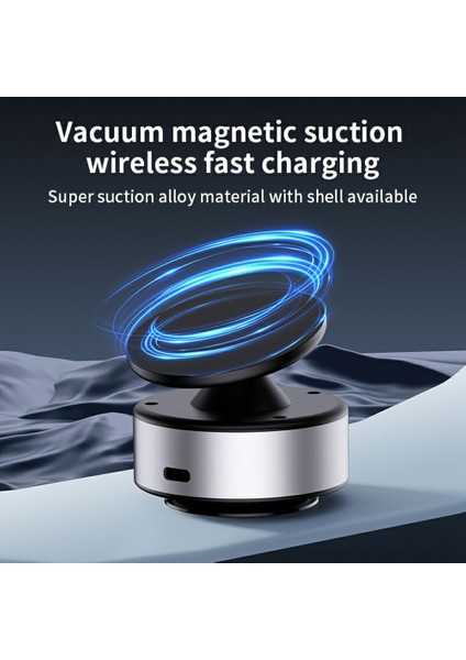 X11 Araç Telefonu Manyetik Tutucu 15W Kablosuz Şarjlı Vakumlu Emişli Döndürülebilir Navigasyon Standı-Gümüş (Yurt Dışından) modelleri