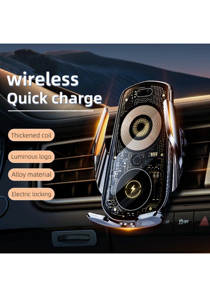 C18 15W Araç Kablosuz Şarj Cihazı Şeffaf Havalandırmalı Telefon Tutucu Şarj Braketi-Gümüş (Yurt Dışından) modelleri