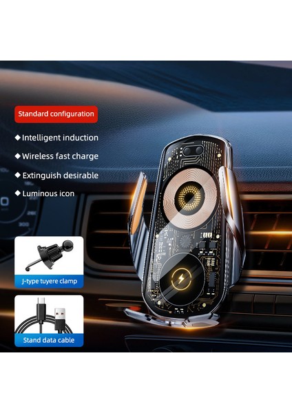 C18 15W Araç Kablosuz Şarj Cihazı Şeffaf Havalandırmalı Telefon Tutucu Şarj Braketi-Gümüş (Yurt Dışından) indirimleri