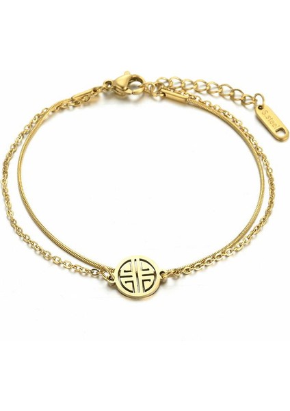 KUOFENG00135 Sade Retro Itmeli-Çekmeli Yuvarlak Tüp Ejderha ve Anka Kuşu Kadın Bileziği (Yurt Dışından)